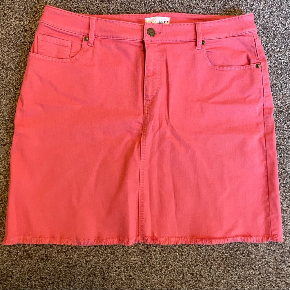 NWOT Loft red denim skirt